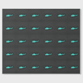 Turkoois; Blauwgroene helikopter Cadeaupapier (Vlak)