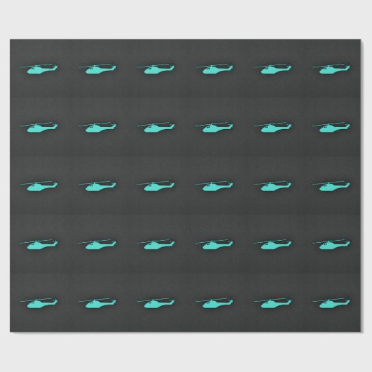 Turkoois; Blauwgroene helikopter Cadeaupapier (Vlak)