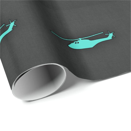 Turkoois; Blauwgroene helikopter Cadeaupapier (Rol Hoek)