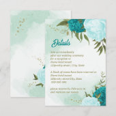 Turkoois bloemen groene bladeren informatiekaartje (Voorkant / Achterkant)