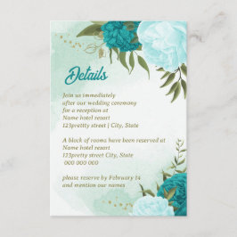 Turkoois bloemen groene bladeren informatiekaartje