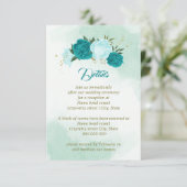 Turkoois bloemen groene bladeren informatiekaartje (Staand voorkant)