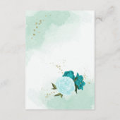 Turkoois bloemen groene bladeren informatiekaartje (Achterkant)