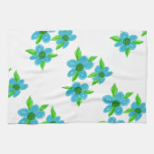 Turkoois bloemig patroon theedoek (Horizontaal)