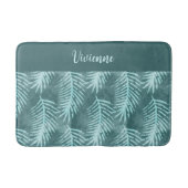 Turkoois Boho Waterverf Tropische Blad Monogram Badmat (Voorkant)