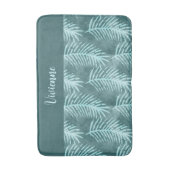 Turkoois Boho Waterverf Tropische Blad Monogram Badmat (Voorkant Verticaal)