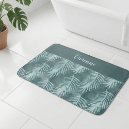 Turkoois Boho Waterverf Tropische Blad Monogram Badmat