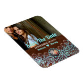 turkoois bruin land western save the date magneet (Rechterzijde)