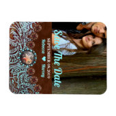 turkoois bruin land western save the date magneet (Horizontaal)