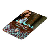 turkoois bruin land western save the date magneet (Linkerzijde)
