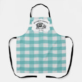 Turkoois Buffalo Plaid Boerderij Varkens Schort (Voorkant)