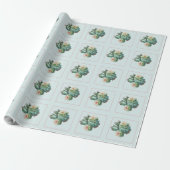 Turkoois Cactus Succulent Cadeaupapier (Uitgerold)