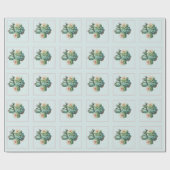 Turkoois Cactus Succulent Cadeaupapier (Vlak)