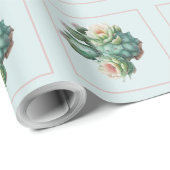 Turkoois Cactus Succulent Cadeaupapier (Rol Hoek)