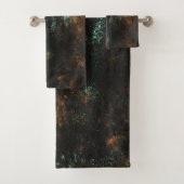 Turkoois Cooper Patina Metallic Bad Handdoek (Insitu)