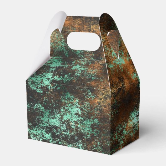Turkoois Cooper Patina Metallic Bedankdoosjes (Voorkant Zijde)