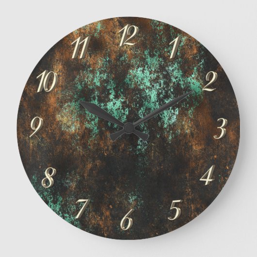 Turkoois Cooper Patina Metallic Grote Klok (Voorkant)