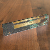 Turkoois Cooper Patina Metallic Naambordje (Zijkant)