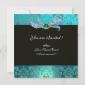 TURKOOIS DAMAST, JUIWELEN UIL, ELFENHOED, DIAMANTE KAART (Achterkant)