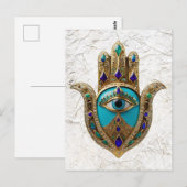 Turkoois Derde Oog Hamsa Briefkaart (Voorkant / Achterkant)