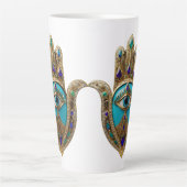 Turkoois Derde Oog Hamsa Latte Mok (Voorkant)