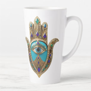 Turkoois Derde Oog Hamsa Latte Mok