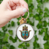 Turkoois Derde Oog Hamsa Sleutelhanger (Hand)