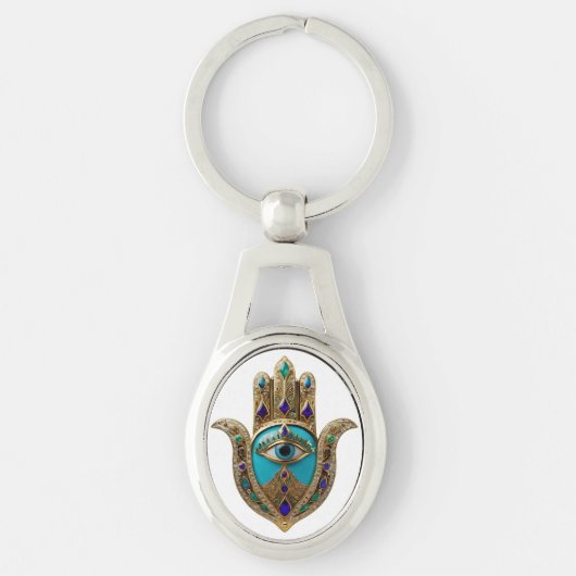 Turkoois Derde Oog Hamsa Sleutelhanger (Voorkant)