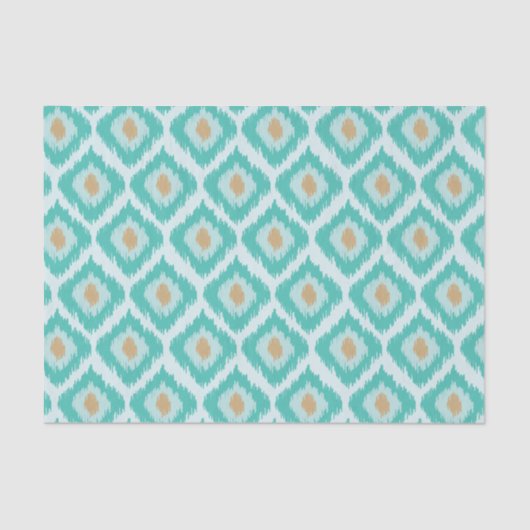 Turkoois diamant Ikat patroon Tissuepapier (Voorkant)