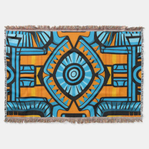 turkoois en blauw abstract patroon deken