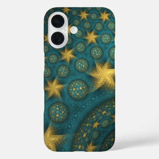 Turkoois en geel Abstract sterpatroon Case-Mate iPhone Case (Achterkant)