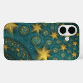 Turkoois en geel Abstract sterpatroon Case-Mate iPhone Case (Achterkant (horizontaal))
