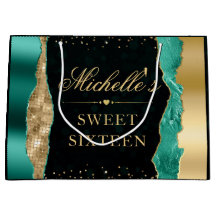 Turkoois en Goud Glam Tranen Bokeh Sweet Sixteen