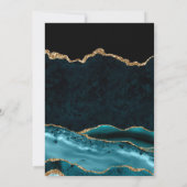 Turkoois en Goud Glitter Marmer Agate Bewaar de Da Save The Date (Achterkant)