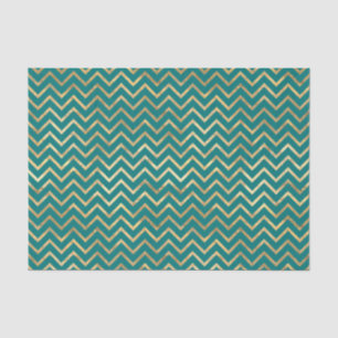 Turkoois en gouden folie chevron tissuepapier