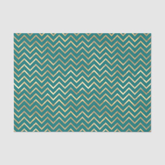 Turkoois en gouden folie chevron tissuepapier (Voorkant)