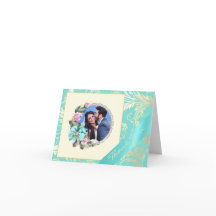 Turkoois en Gouden Foto Trouw Dankkaart