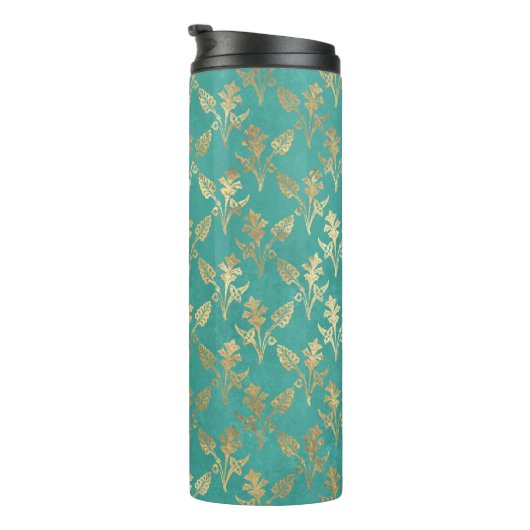   turkoois en gouden gebladerte thermosbeker (Geroteerd rechts)