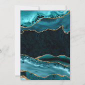 Turkoois en Gouden Glitter Agate Bruidsdouche Bedankkaart (Achterkant)