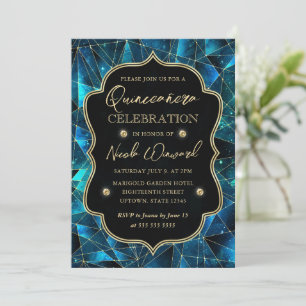 Turkoois en Gouden Middernacht Kristal Galaxy Quin Kaart