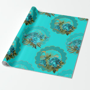 Turkoois en gouden Parijs thema glitters Cadeaupapier