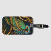 Turkoois en Gouden Uil Bagagelabel (Voorkant (horizontaal))