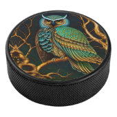 Turkoois en Gouden Uil Hockey Puck (3/4)