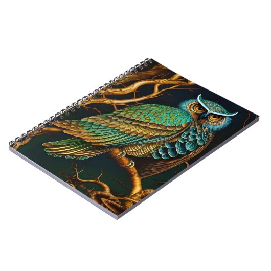 Turkoois en Gouden Uil Notitieboek (Linkerzijde)