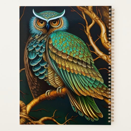 Turkoois en Gouden Uil Planner (Achterkant)