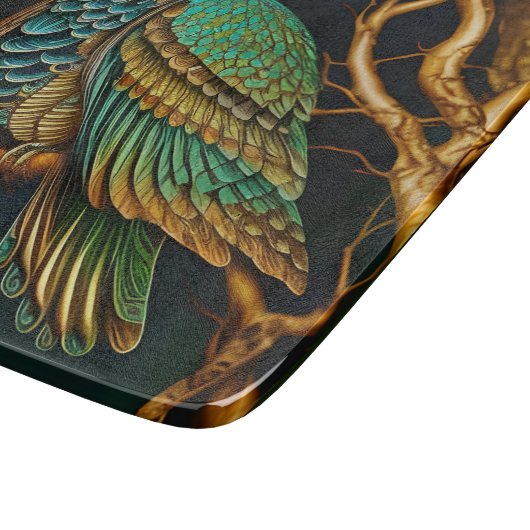 Turkoois en Gouden Uil Snijplank (Hoek)