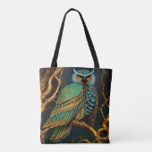 Turkoois en Gouden Uil Tote Bag (Achterkant)