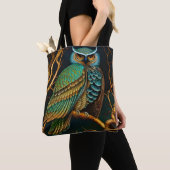 Turkoois en Gouden Uil Tote Bag (Dichtbij)