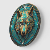 Turkoois en Gouden Wolf Grote Klok (Hoek)