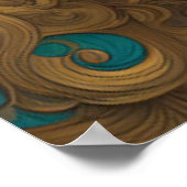 Turkoois en Gouden Wolf Poster (Hoek)